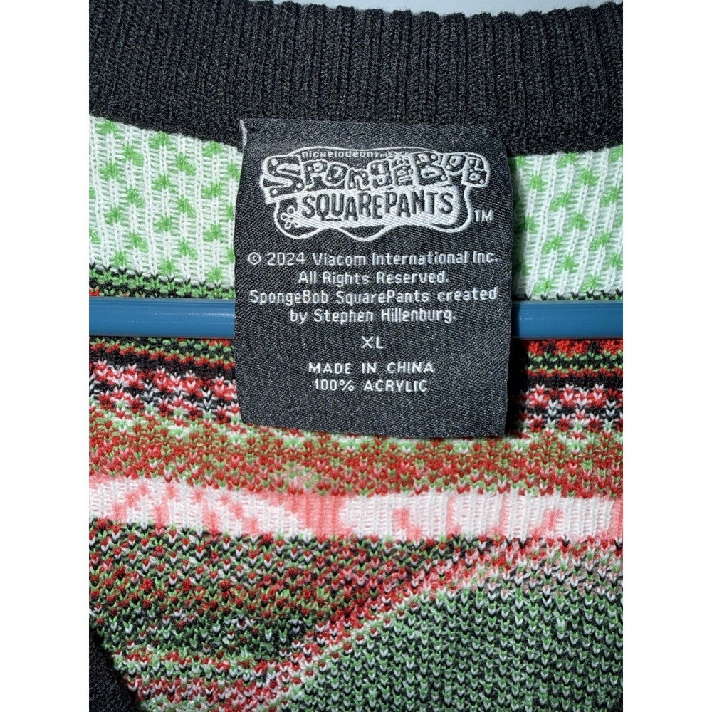 SpongeBob Squarepants Ugly Christmas Sweater Men XL Cardigan Holidays NWOT Party - Picture 3 of 5
